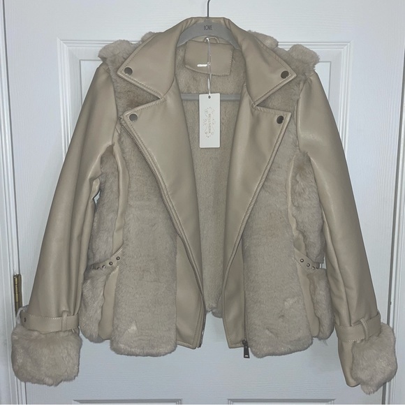 Faux Leather Fur Moto Jacket - Picture 6 of 7